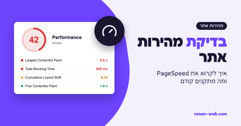 בדיקת מהירות אתר: איך לקרוא את PageSpeed Insights ומה לתקן קודם