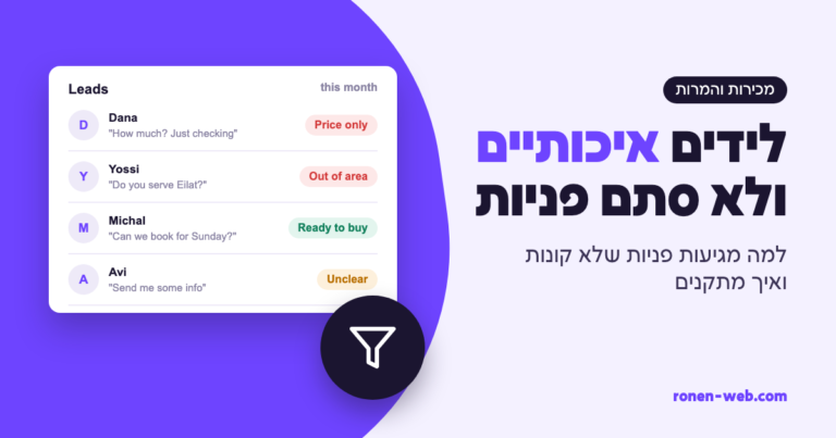 לידים איכותיים: למה מגיעות פניות שלא קונות ואיך מתקנים