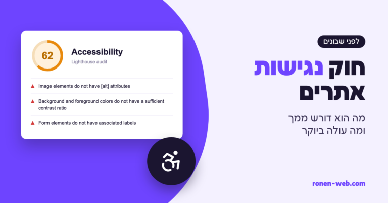 חוק נגישות אתרים: מה הוא דורש ממך ומה עולה ביוקר אם מפספסים